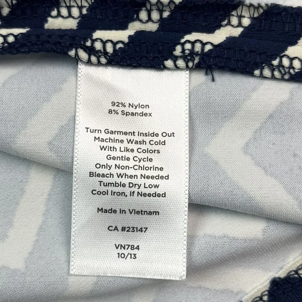 Talbots Chevron Print Belted Slinky Dress XLP Navy Jersey Office Nautical Coast - Picture 13 of 13